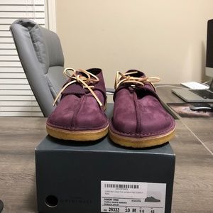 Clarks 10 D(M), Purple Grape Nubuck, New - Never worn